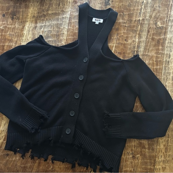 525 Open Shoulder Button down Sweater - Picture 2 of 2